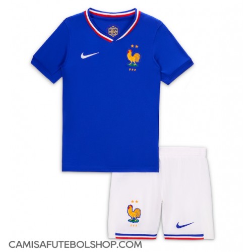 Camisa de time de futebol França Replicas 1º Equipamento Infantil Europeu 2024 Manga Curta (+ Calças curtas)